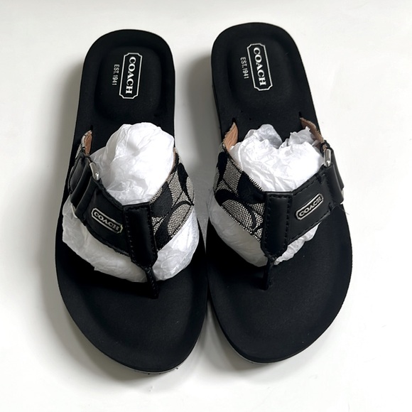 Coach Black w/Signature C Pattern Sandals; size 5.5 - Picture 3 of 5